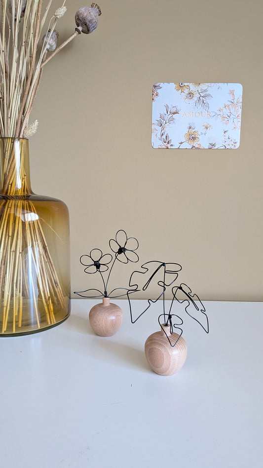 Décoration mini monstera en bois et métal - L'atelier de Boucle Piquée