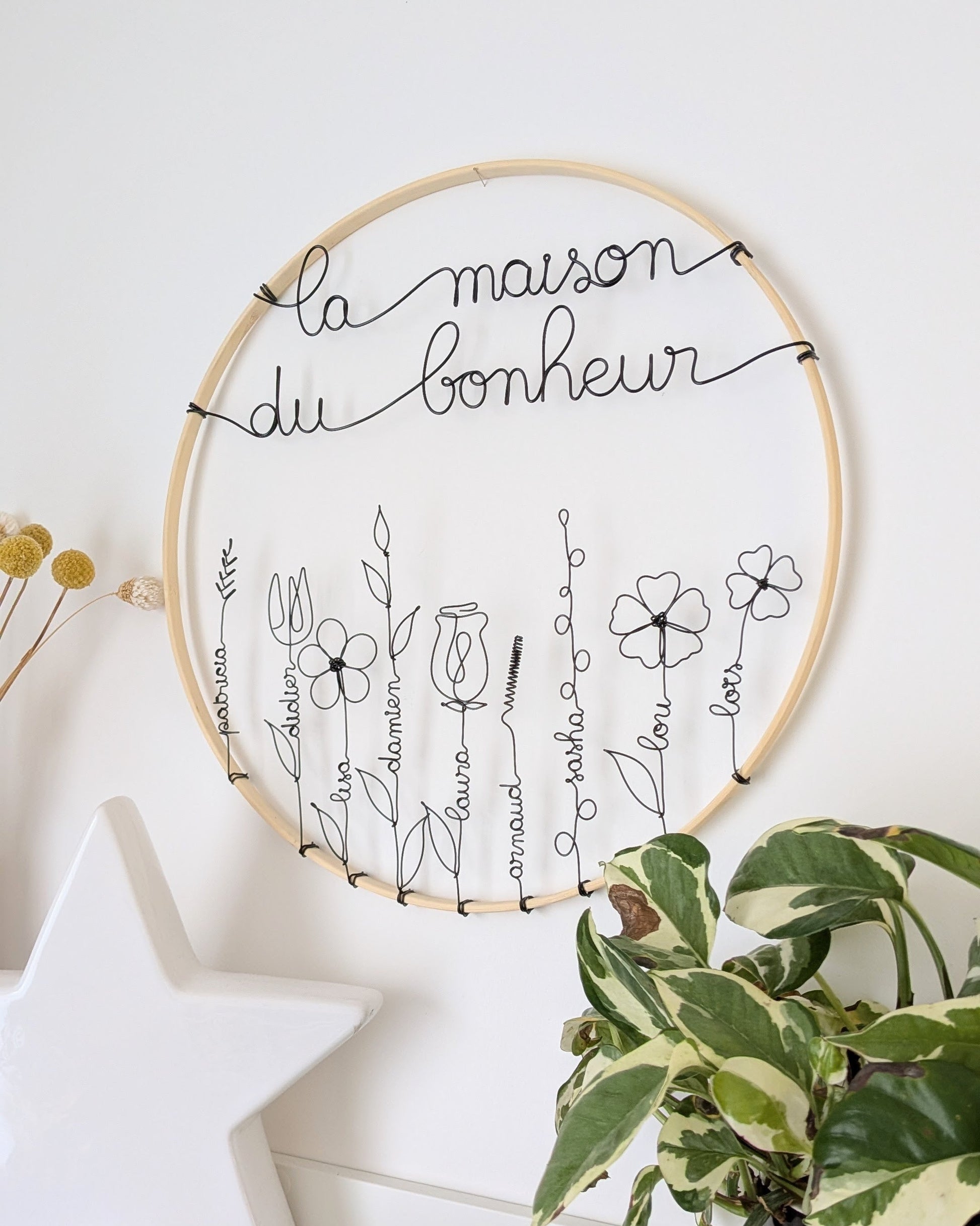 Couronne décorative personnalisée - La maison du bonheur - L'atelier de Boucle Piquée