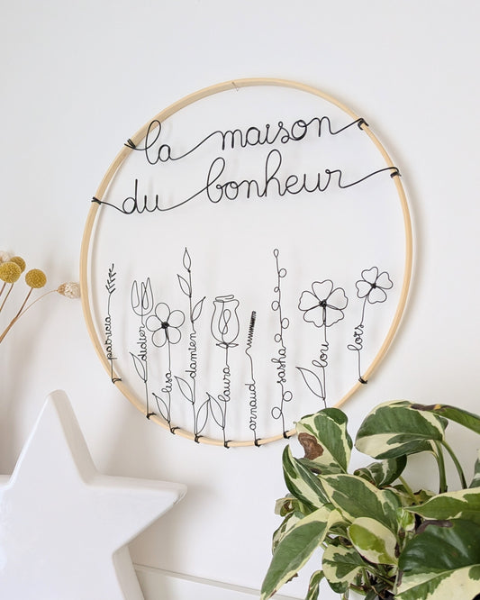 Couronne décorative personnalisée - La maison du bonheur - L'atelier de Boucle Piquée