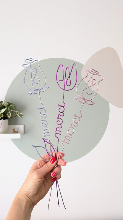 Fleur à message personnalisée - Idée cadeau fin année scolaire - L'atelier de Boucle Piquée