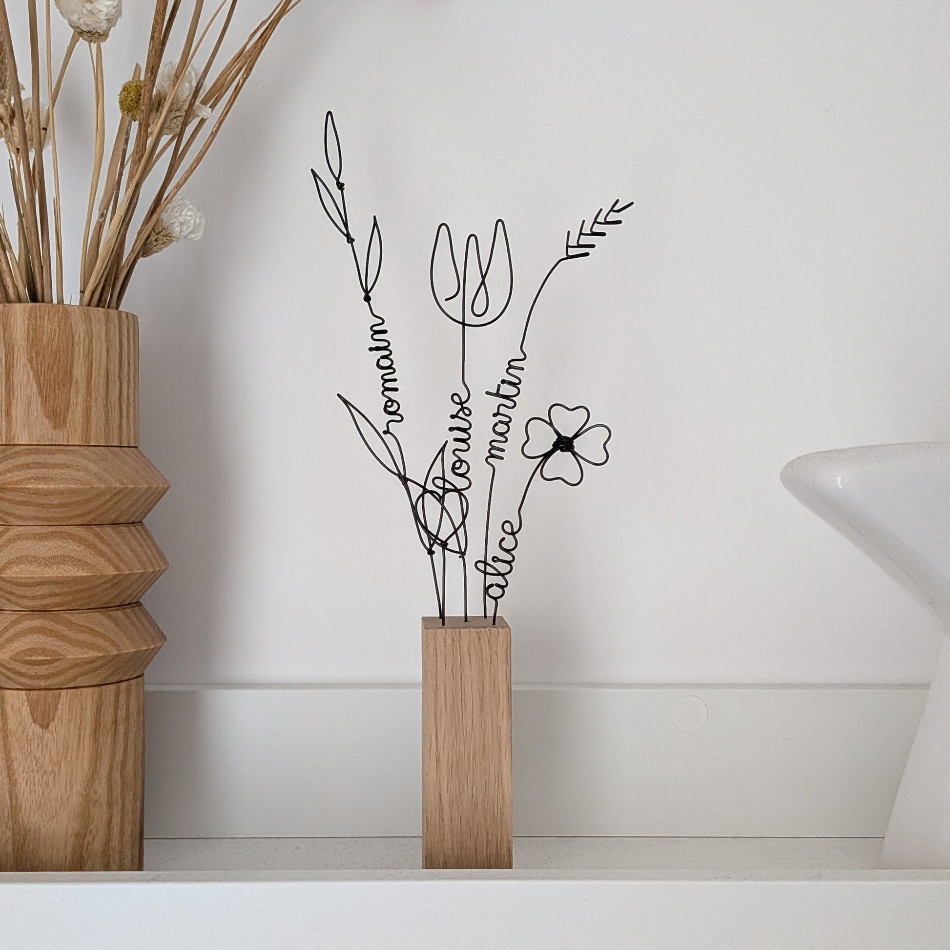 Bouquet éternel et fleurs personnalisables avec prénoms-  L'atelier de Boucle Piquée