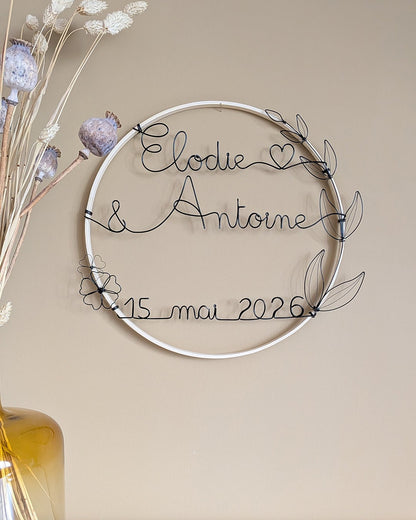 Couronne de mariage personnalisée avec Prénoms et date - L'atelier de Boucle Piquée