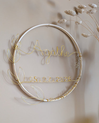 Couronne de naissance personnalisée minimaliste - L'atelier de Boucle Piquée