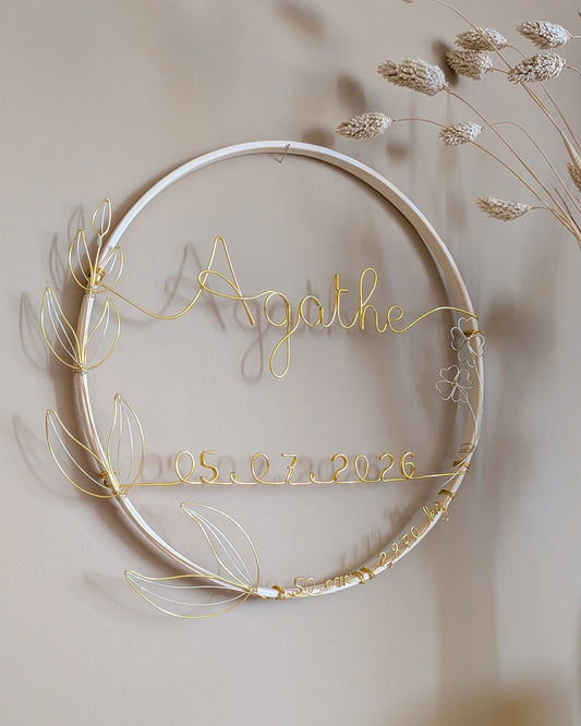Couronne de naissance personnalisée minimaliste - L'atelier de Boucle Piquée