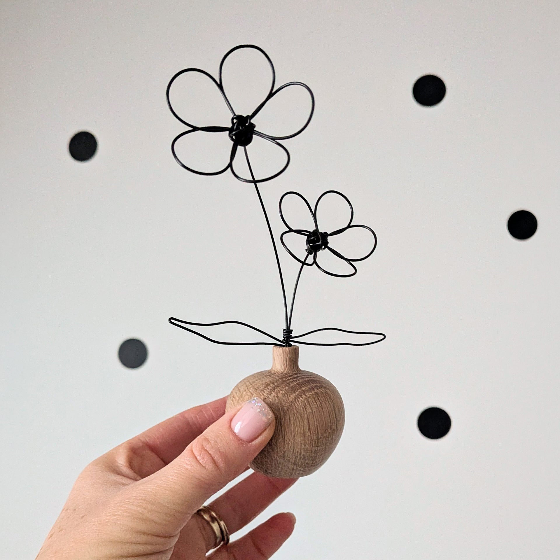 Objet décoratif en bois et métal : mini plante - L'atelier de Boucle Piquée