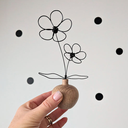 Objet décoratif en bois et métal : mini plante - L'atelier de Boucle Piquée