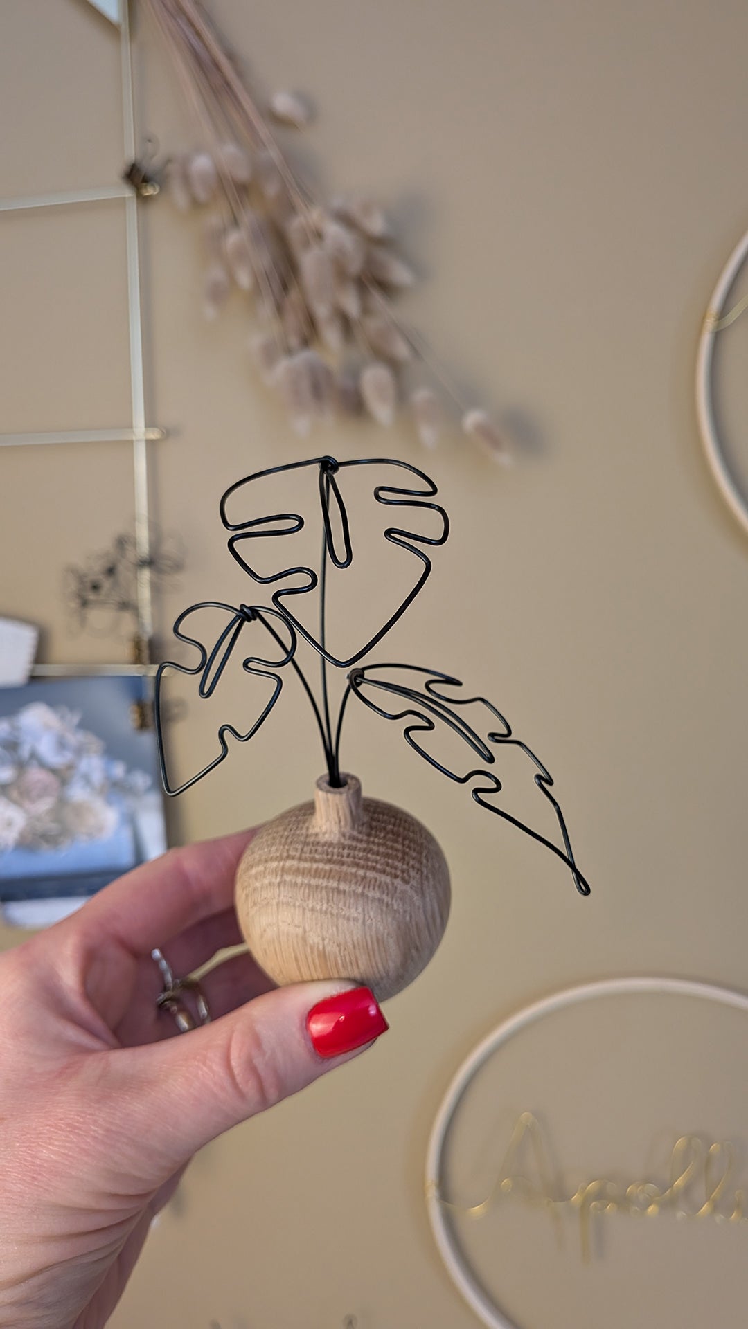 Objet décorative - Mini monstera en bois et fil métallique - L'atelier de Boucle Piquée