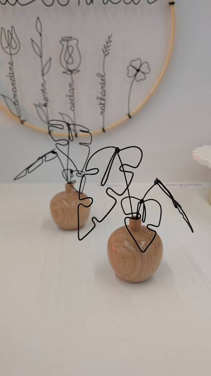 Mini monstera décorative en bois et fil métal - L'atelier de Boucle Piquée