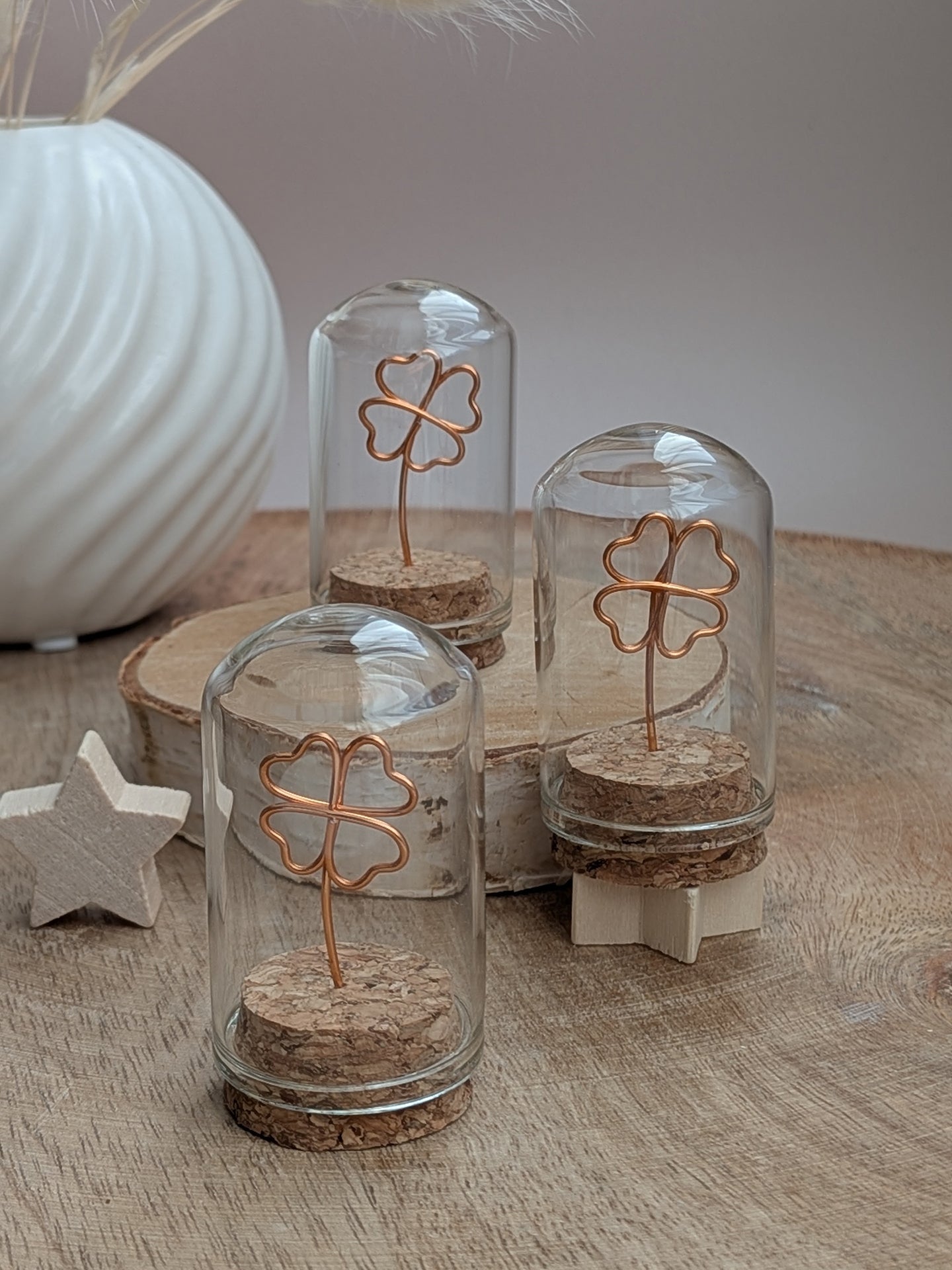Mini cloche porte-bonheur trèfle à 4 feuilles couleur cuivre - L'atelier de Boucle Piquée