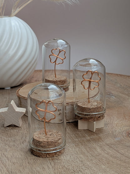 Mini cloche porte-bonheur trèfle à 4 feuilles couleur cuivre - L'atelier de Boucle Piquée