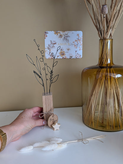 Bouquet éternel en fil métallique et bois - L'atelier de Boucle Piquée