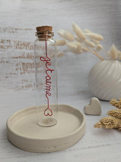 Fiole à message : je t'aime - L'atelier de Boucle Piquée